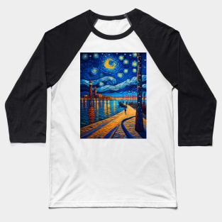 Venice beach at starry night Baseball T-Shirt